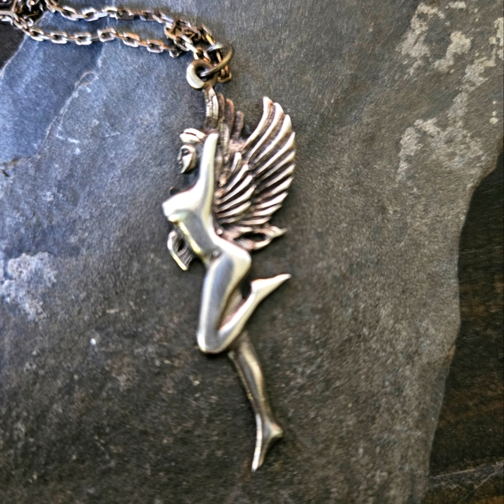 Vintage Art Nouveau Sterling Lady Goddess Pendant
